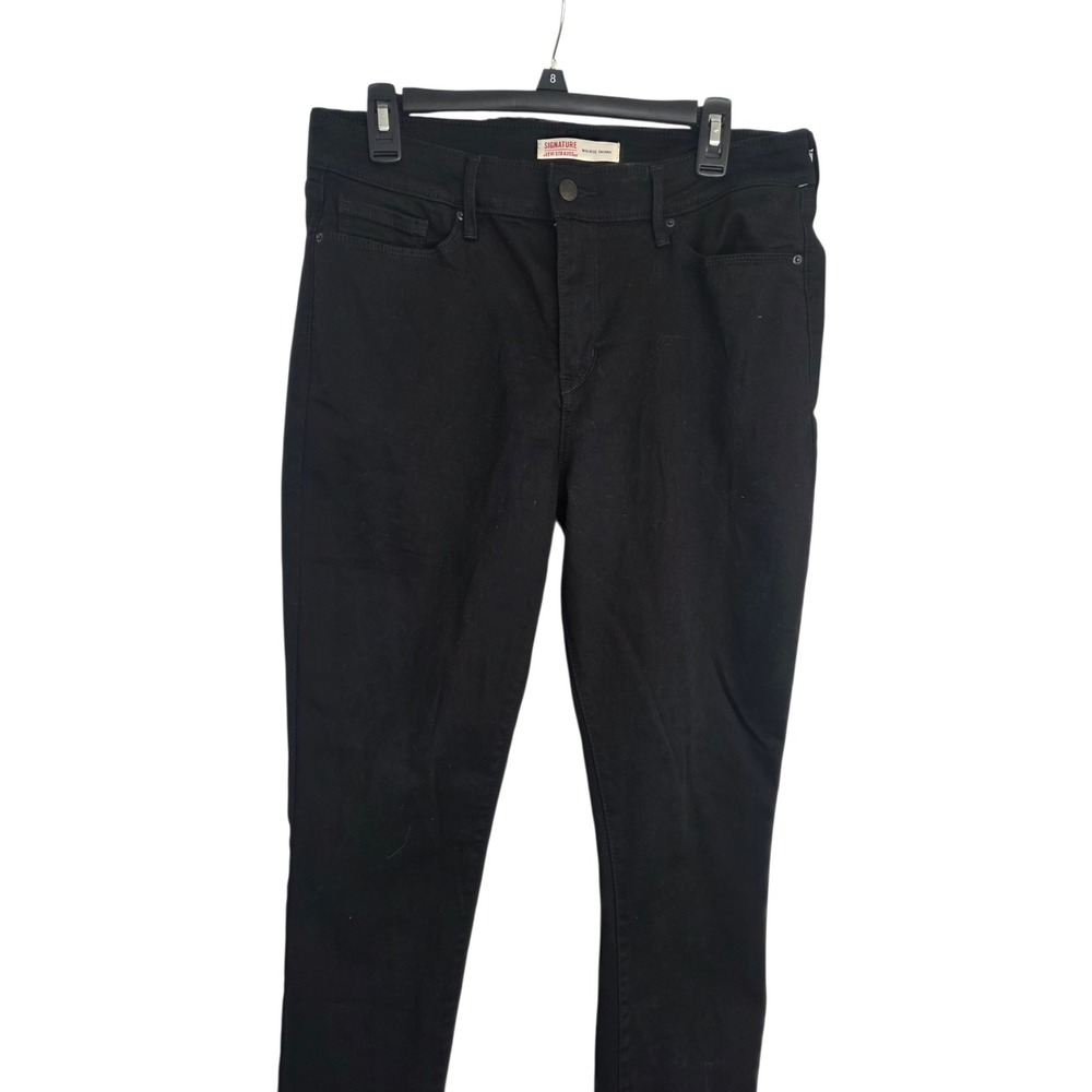 Signature by Levi Strauss & Co Womens Mid Rise Skinny Jeans Black 12L - Picture 10 of 14